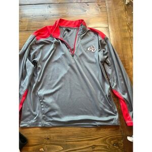 Champion Elite Gonzaga Bulldogs Quarter Zip Pullover Grey Red Mens XL GU NCAA